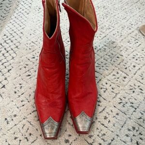 Red Leather Western Boots